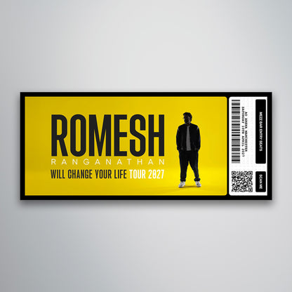 Romesh Ranganathan - Will Change Your Life Tour - Souvenir Ticket